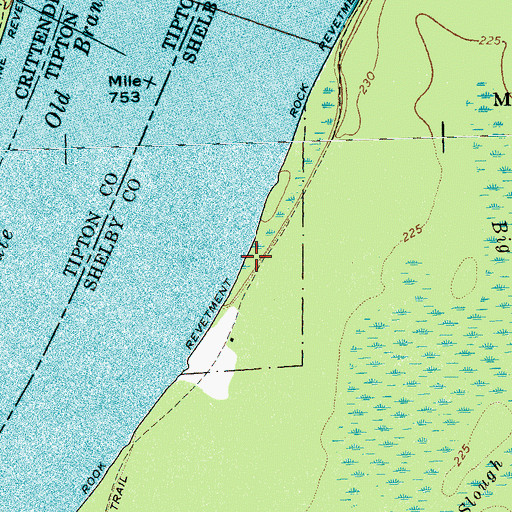 Topographic Map of Shelby Forest Revetment, TN