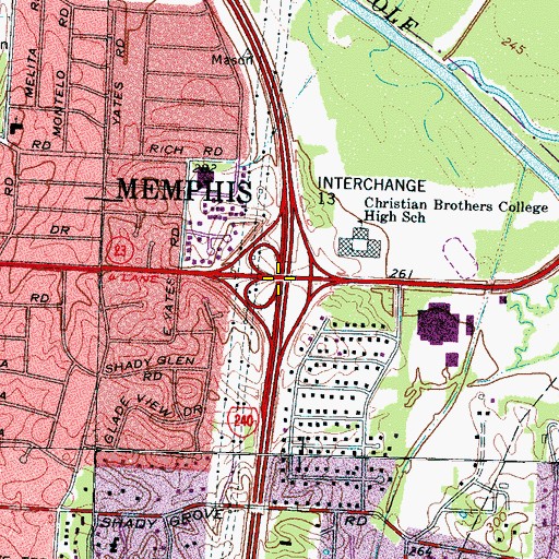 Topographic Map of Interchange 13, TN