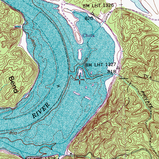 Topographic Map of Tennessee (historical), TN