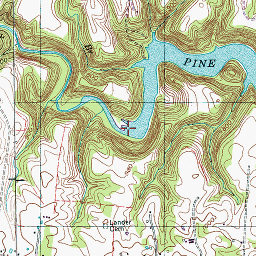 Topographic Map of Center Hill Lake, TN
