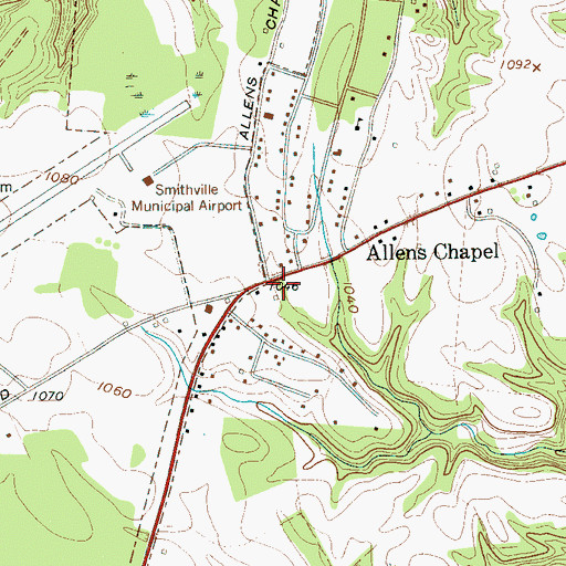 Topographic Map of Allens Chapel, TN
