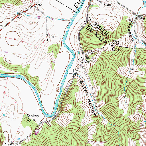 Topographic Map of Bates Hollow, TN