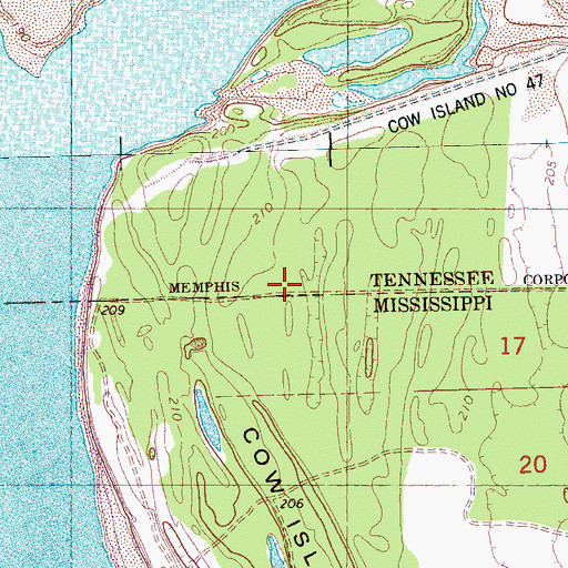 Topographic Map of Cow Island Number Forty-seven, TN