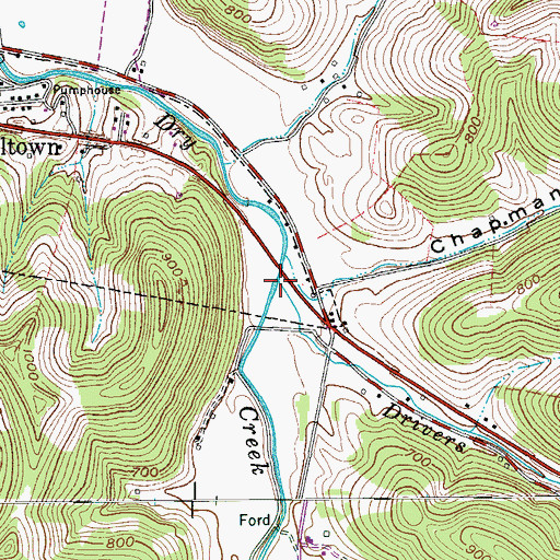 Topographic Map of Drivers Branch, TN