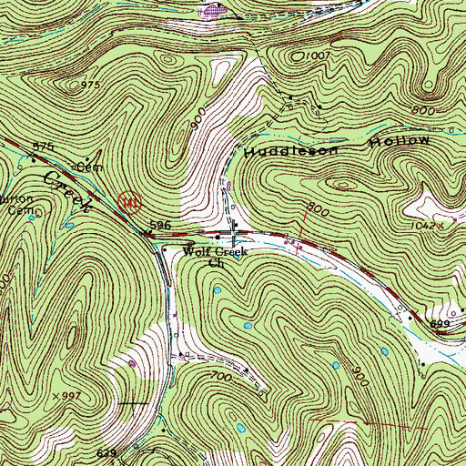 Topographic Map of Huddleson Hollow, TN