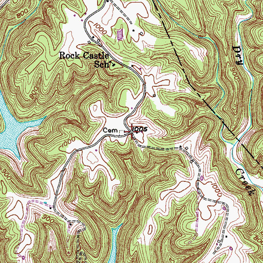 Topographic Map of Rock Castle, TN