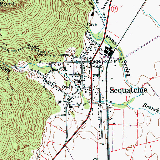Topographic Map of Owen Church, TN
