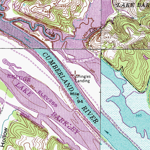 Topographic Map of Shingles Landing, TN