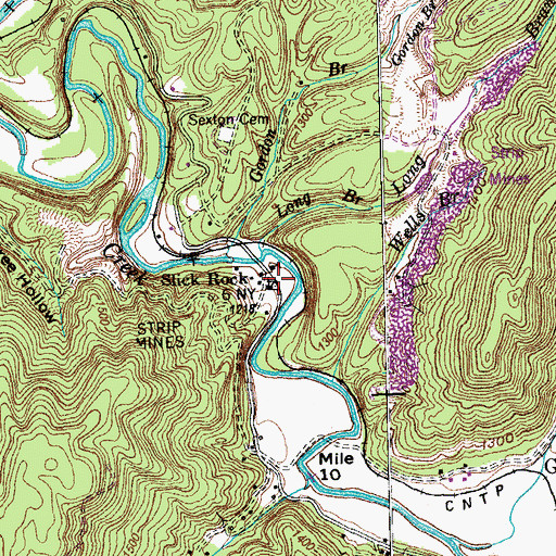Topographic Map of Slick Rock, TN