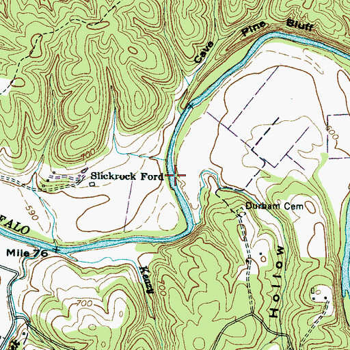 Topographic Map of Slickrock Ford, TN