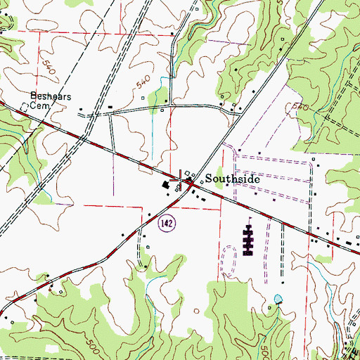 Topographic Map of Southside, TN