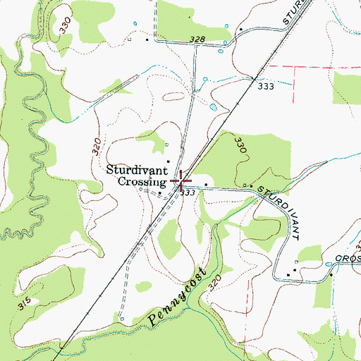 Topographic Map of Sturdivant Crossing, TN