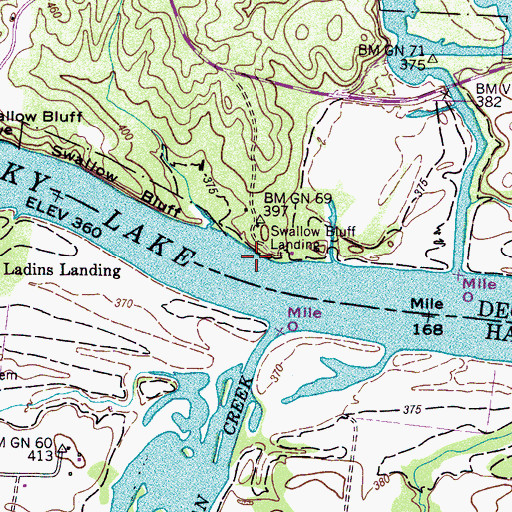 Topographic Map of Swallow Bluff Landing, TN