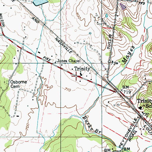 Topographic Map of Trinity, TN