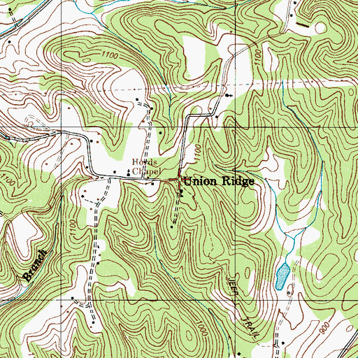 Topographic Map of Union Ridge, TN
