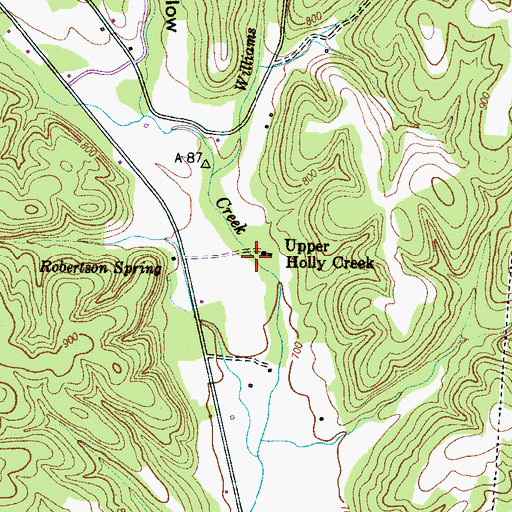 Topographic Map of Upper Holly Creek, TN