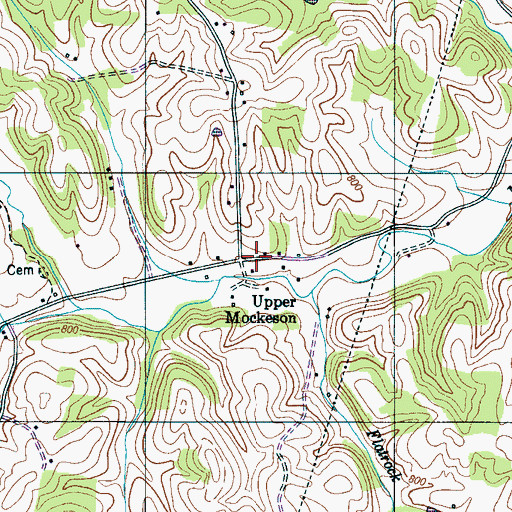 Topographic Map of Upper Mockeson, TN