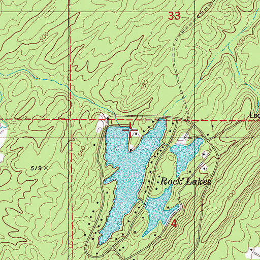Topographic Map of Blue Creek Lake Dam, AL