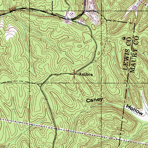Topographic Map of Aethra, TN