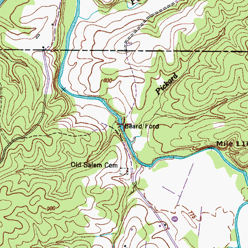 Topographic Map of Beard Ford, TN