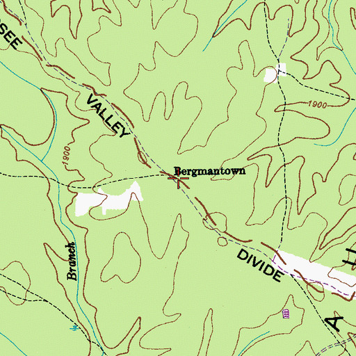 Topographic Map of Bergmantown, TN