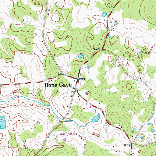 Topographic Map of Bone Cave, TN