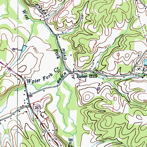 Topographic Map of Brier Hill, TN