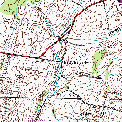 Topographic Map of Broylesville, TN