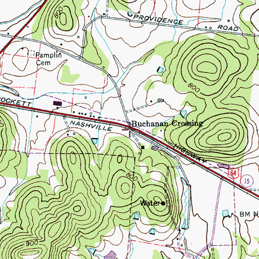 Topographic Map of Buchanan Crossing, TN