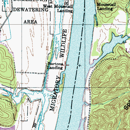 Topographic Map of Burtons Landing, TN