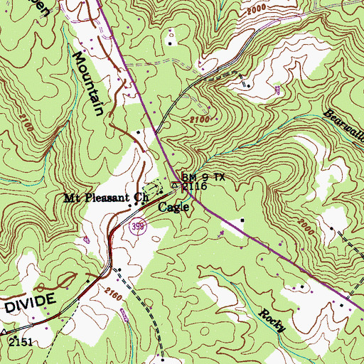 Topographic Map of Cagle, TN