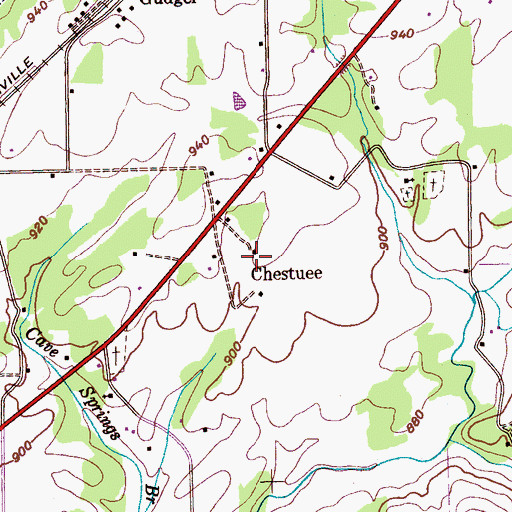 Topographic Map of Chestuee, TN