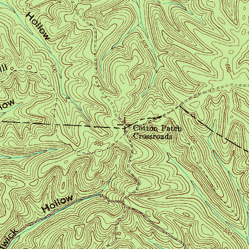 Topographic Map of Cotton Patch Crossroads, TN