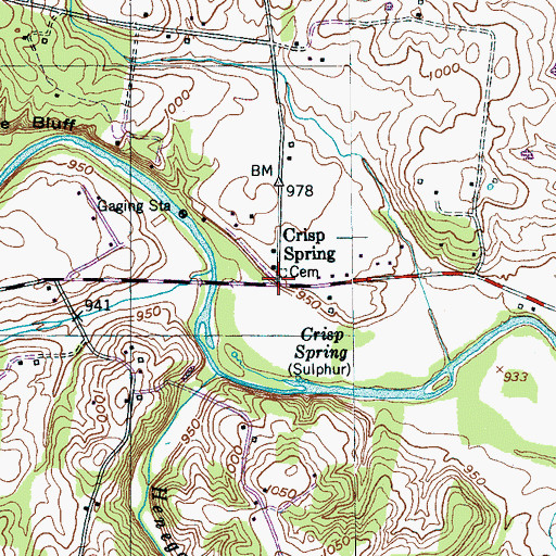 Topographic Map of Crisp Spring, TN