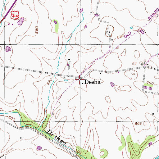 Topographic Map of Desha, TN