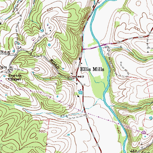 Topographic Map of Ellis Mills, TN