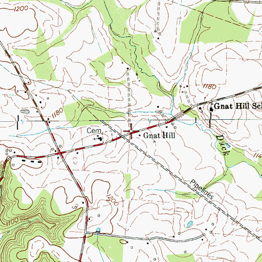 Topographic Map of Gnat Hill, TN