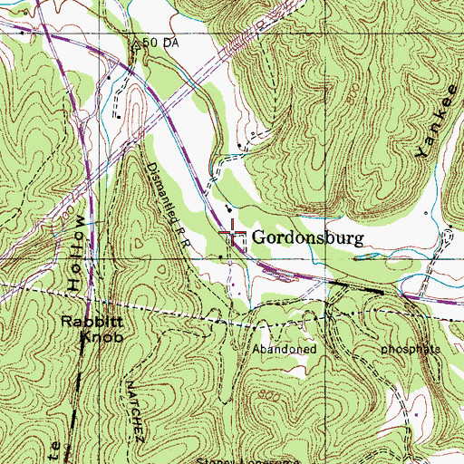 Topographic Map of Gordonsburg, TN