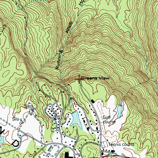 Topographic Map of Greens View, TN