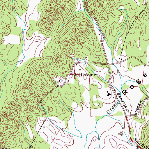 Topographic Map of Hillsview, TN