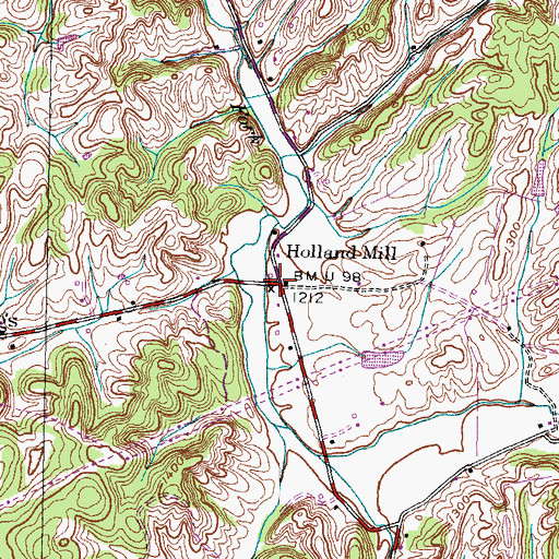 Topographic Map of Holland Mill, TN