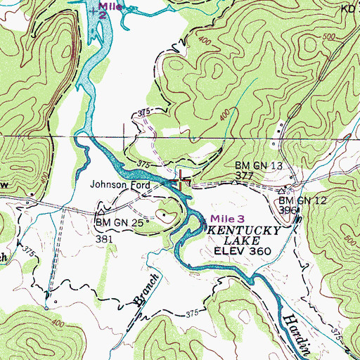 Topographic Map of Johnson Ford, TN