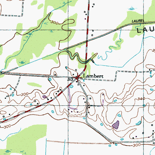 Topographic Map of Lambert, TN