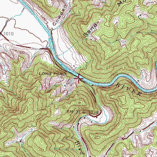 Topographic Map of Long Ford, TN
