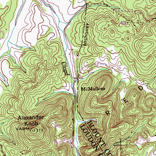 Topographic Map of McMullens, TN