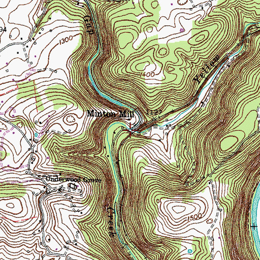 Topographic Map of Minton Mill, TN