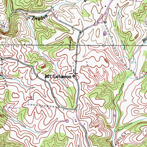 Topographic Map of Mount Lebanon, TN