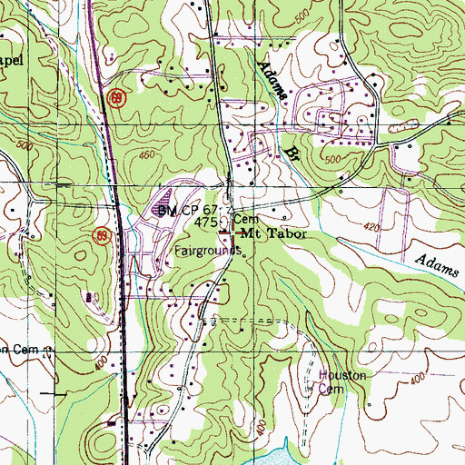 Topographic Map of Mount Tabor, TN