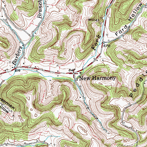 Topographic Map of New Harmony, TN