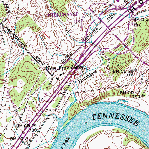 Topographic Map of New Providence, TN